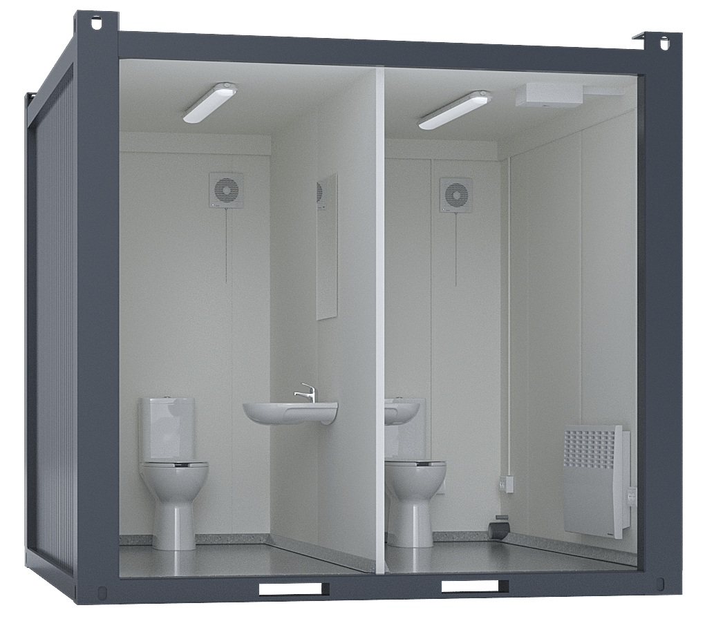 Container < 10' m/2 toalettrom